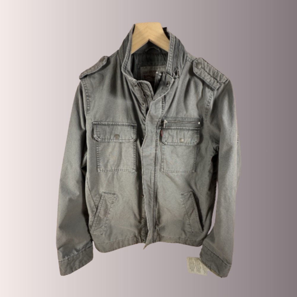 Levi's Mens Military Field Jacket Gray Utility Canvas Coat MSRP $130 NWT - SMALL